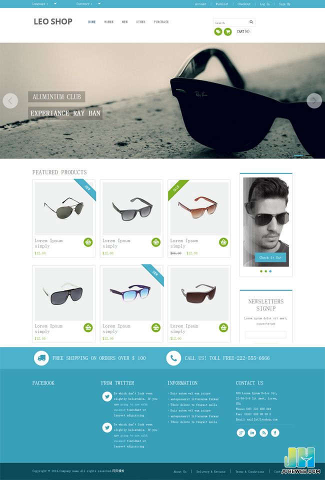 漂亮的眼镜销售公司html5网站模板